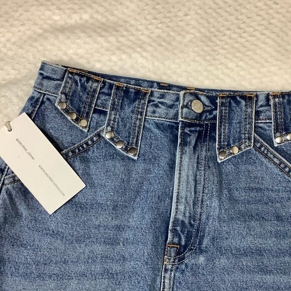 GRLFRND STUDDED DENIM HIGH WAIST MINI SKIRT NWT - Picture 7 of 9